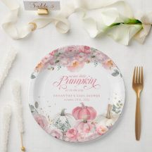 Zoete Kleine Pompoen Roze Bloemige Herfst Baby Sho