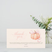 Zoete kleine pompoen roze boog is op de weg bedankkaart (Staand voorkant)