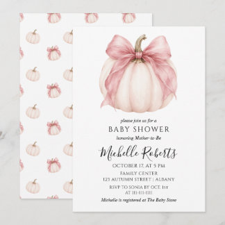 Zoete Kleine Pompoen Roze Strik Baby Shower Kaart