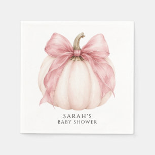 Zoete Kleine Pompoen & Roze Strik Baby Shower Servet
