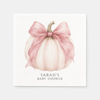 Zoete Kleine Pompoen & Roze Strik Baby Shower Servet