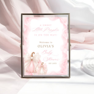 Zoete Kleine Pompoen Strik Baby Shower Welkom Poster