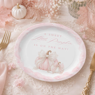 Zoete Kleine Pompoen Strik Elegante Baby Shower Papieren Bordje