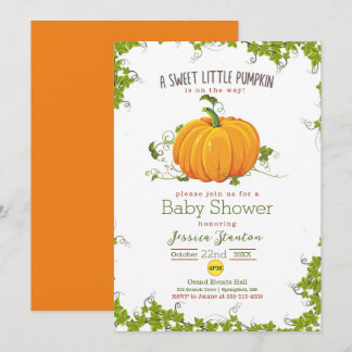 Zoete kleine pompoenen Baby shower Uitnodiging