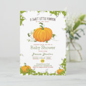 Zoete kleine pompoenen Baby shower Uitnodiging (Staand voorkant)