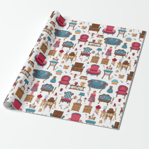 Zoete Kleine Poppenhuis Meubelen Cadeaupapier