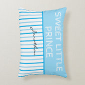 Zoete Kleine Prins Blauw Witte Strepen Naam Accent Kussen (Voorkant(Verticaal))