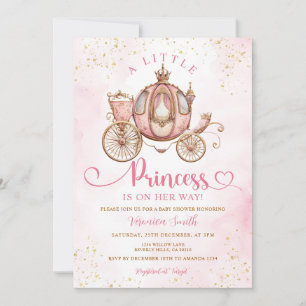 Zoete Kleine Prinses Koets Koninklijke Baby Shower Kaart