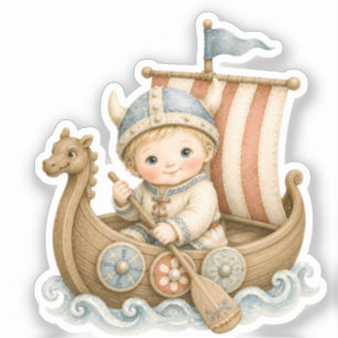 Zoete Kleine Viking Baby Shower Sticker