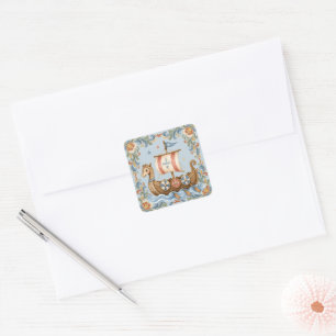 Zoete Kleine Viking Baby Shower Vierkante Sticker
