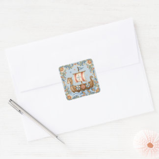 Zoete Kleine Viking Baby Shower Vierkante Sticker