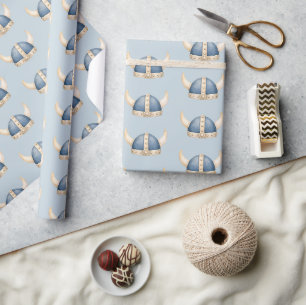 Zoete Kleine Viking Helm Babyshower Cadeaupapier