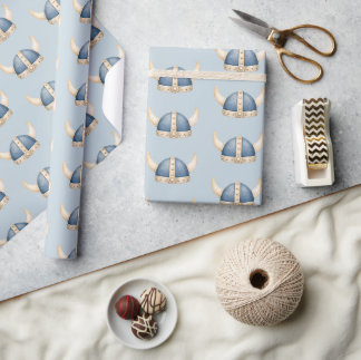 Zoete Kleine Viking Helm Babyshower Cadeaupapier