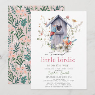 Zoete Kleine Vogeltje Vogelhuisje Meisje Baby Show Kaart