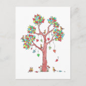 Zoete kleurrijke hartbladeren en vogelontwerp briefkaart (Voorkant)