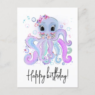 zoete kleurrijke octopus briefkaart