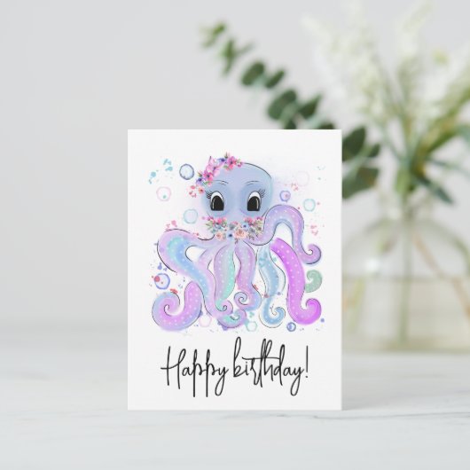 zoete kleurrijke octopus briefkaart (Staand voorkant)