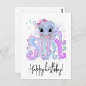zoete kleurrijke octopus briefkaart (Voorkant / Achterkant)