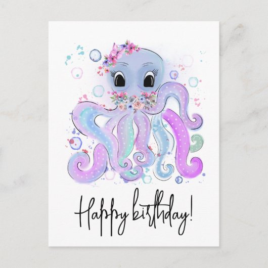 zoete kleurrijke octopus briefkaart (Voorkant)