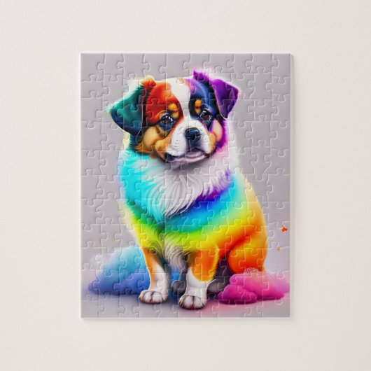 Zoete kleurrijke Schattigee hond Legpuzzel (Verticaal)