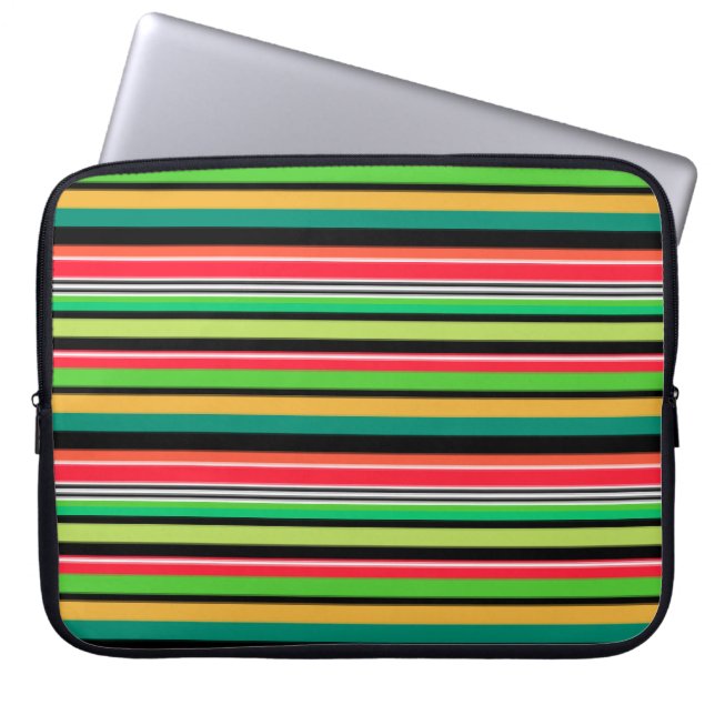 zoete kleurrijke strepen laptop sleeve (Voorkant)
