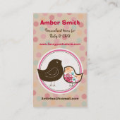 Zoete kleurvolle Damask Chicks Polka Dots Whimsica Visitekaartje (Achterkant)
