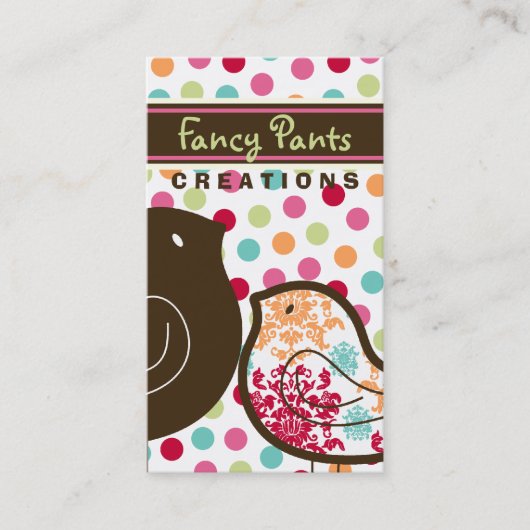 Zoete kleurvolle Damask Chicks Polka Dots Whimsica Visitekaartje (Voorkant)