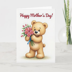 Zoete Knuffel Moeder Bloemkaart Kaart