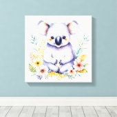 Zoete Koala Beer Baby Kamer Kunst Canvas Afdruk (Insitu (Houten vloer))