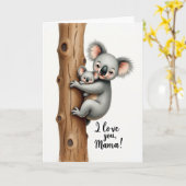 Zoete Koala Moederdag kaart (Gele Bloem)