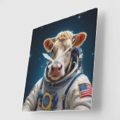 Zoete Koe in een ruimtepak Vierkante Klok (Hoek)