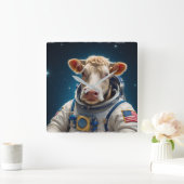 Zoete Koe in een ruimtepak Vierkante Klok (Huis)