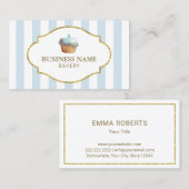 Zoete koekjes bakkerij gebak Chef Mint Blue Stripe Visitekaartje (Voorkant / Achterkant)
