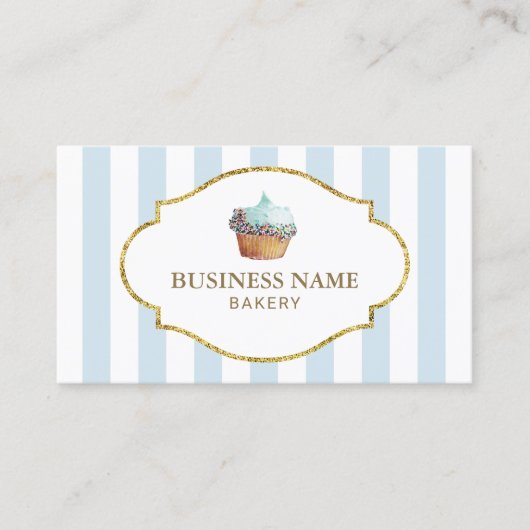 Zoete koekjes bakkerij gebak Chef Mint Blue Stripe Visitekaartje (Voorkant)