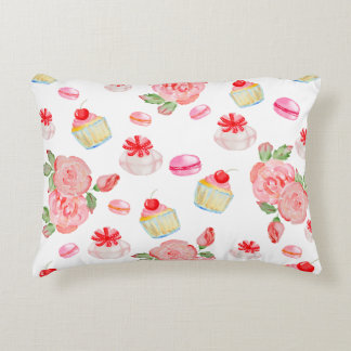 Zoete koekjes en rozen in de waterverf accent kussen