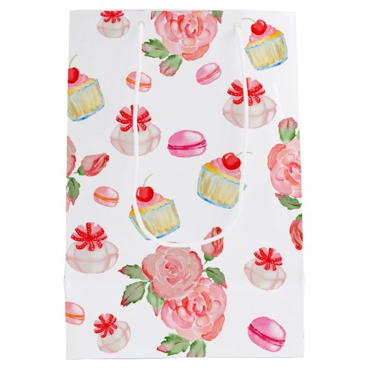 Zoete koekjes en rozen in de waterverf medium cadeauzakje (Achterkant)