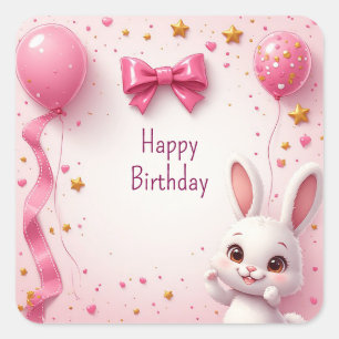Zoete Konijn Baby Verjaardag 🐰 Vierkante Sticker