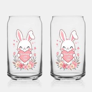 Zoete Konijn en Bloemen Blikvorm Glas
