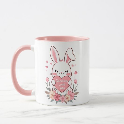 Zoete Konijn en Bloemen Mok (Links)