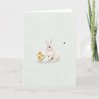 Zoete Konijn en Vlinder 5x7 Wenskaart  Kaart
