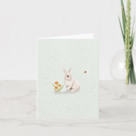 Zoete Konijn en Vlinder Kleine Wenskaart  Bedankkaart
