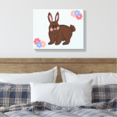 Zoete Konijn met Bloemen Canvas Afdruk (Insitu (Slaapkamer))