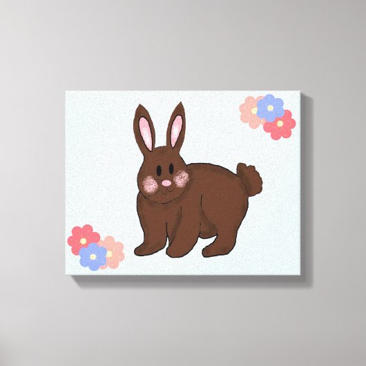 Zoete Konijn met Bloemen Canvas Afdruk (Voorkant)