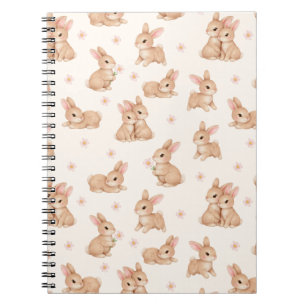 Zoete Konijn Roze Bloemmotief Notitieboek
