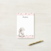 Zoete Konijn Rozen Roze Bloemen Post-it® Notes (Op bureau)