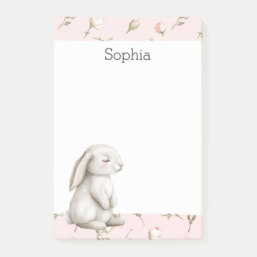 Zoete Konijn Rozen Roze Bloemen Post-it® Notes (Voorkant)