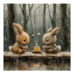 Zoete Konijn Serenade: Een Beetje Whimsy Konijn Perfect Poster
