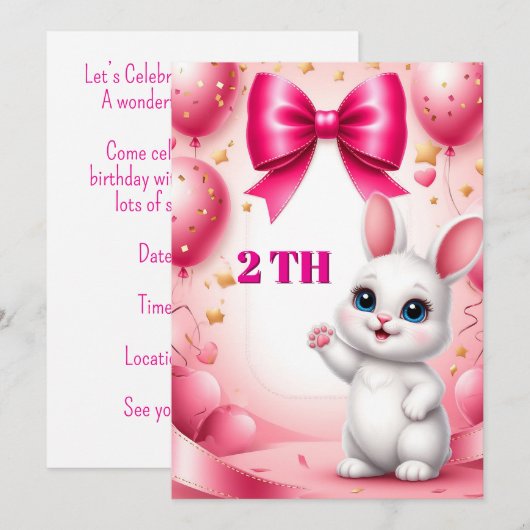 Zoete Konijn Verjaardagsthema 🐰 Kaart (Voorkant / Achterkant)