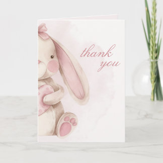 Zoete Konijn Waterverf Roze Baby Shower  Bedankkaart