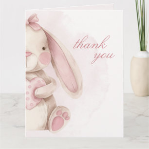 Zoete Konijn Waterverf Roze Baby Shower Bedankkaart